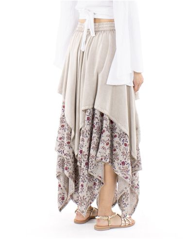 Jupe viscose SW princesse brodée bas pointes