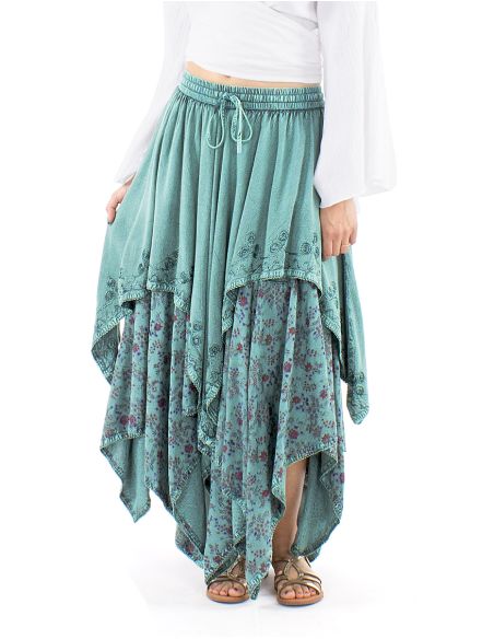 Jupe viscose SW princesse brodée bas pointes