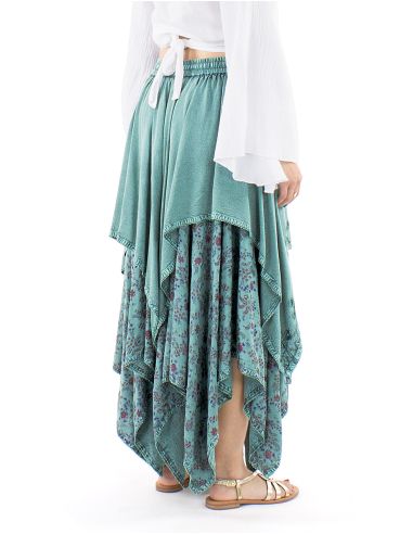 Jupe viscose SW princesse brodée bas pointes