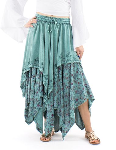 Jupe viscose SW princesse brodée bas pointes