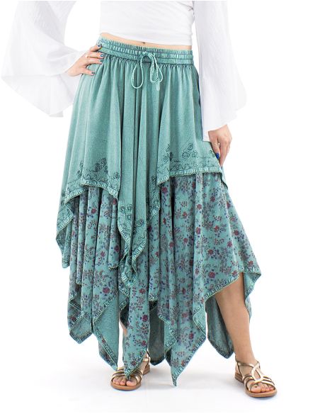 Jupe viscose SW princesse brodée bas pointes