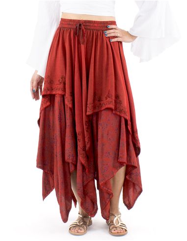 Jupe viscose SW princesse brodée bas pointes