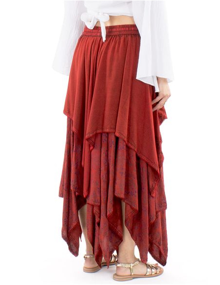 Jupe viscose SW princesse brodée bas pointes