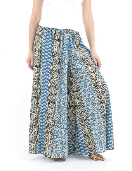 Pantalon coton block rayures patte def imprimé 3009