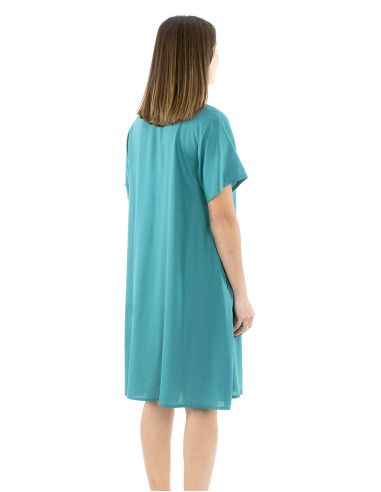 Robe viscose unie col V manches courtes mama