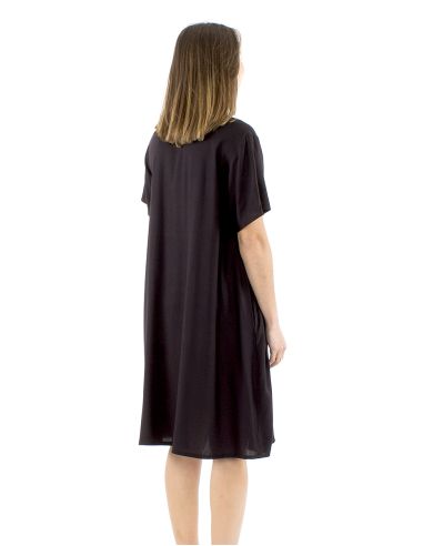 Robe viscose unie col V manches courtes mama