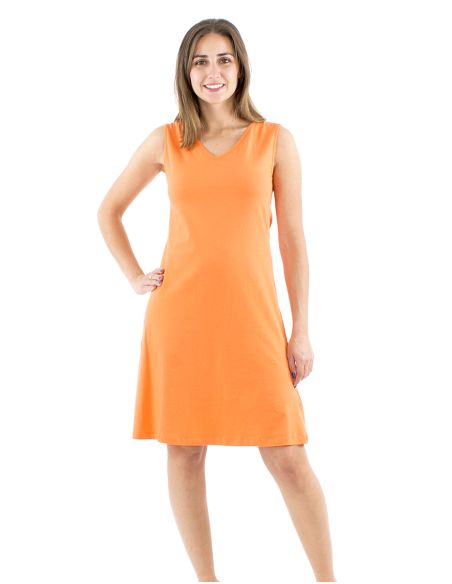 Robe maille 95% coton 5% élasthanne sans manches