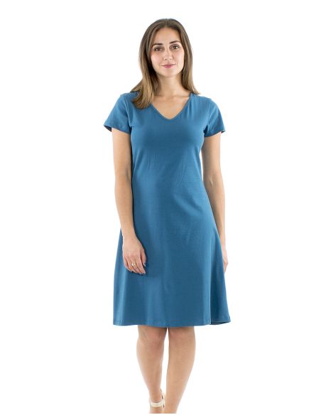 Robe maille 95% coton 5% élasthanne manches courtes