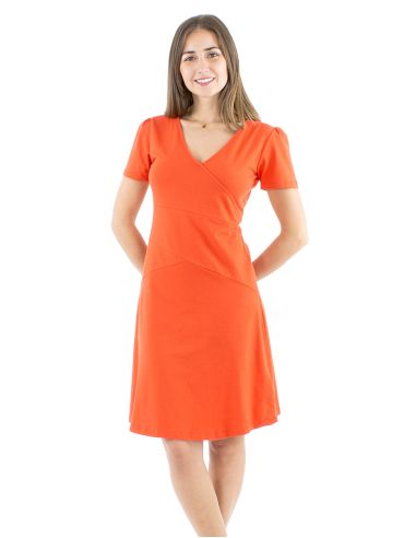 Robe maille 95% coton 5% élasthanne manches courtes