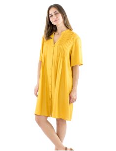 Robe viscose manches courtes plis poitrine