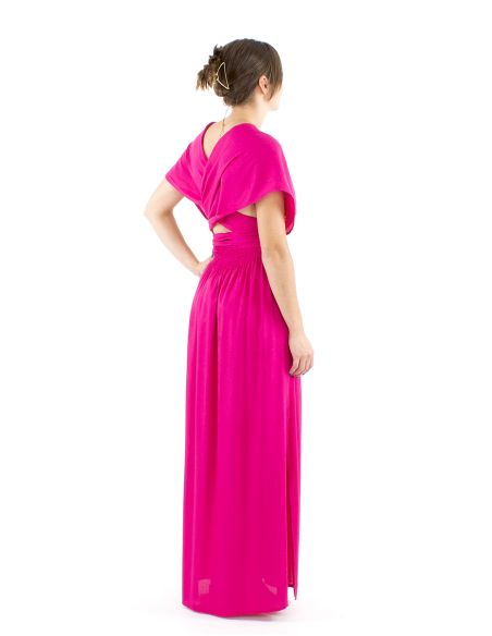 Robe viscose longue nouée dos