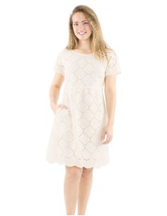 Robe coton uni brodée manches courtes col rond 2