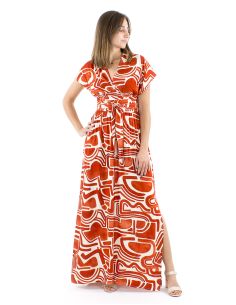 Robe longue viscose liens à croiser imprimé Graffiti