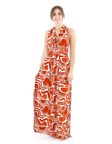 Robe longue viscose liens à croiser imprimé Graffiti