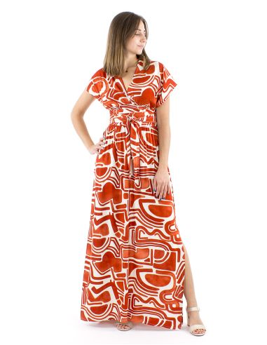 Robe longue viscose liens à croiser imprimé Graffiti