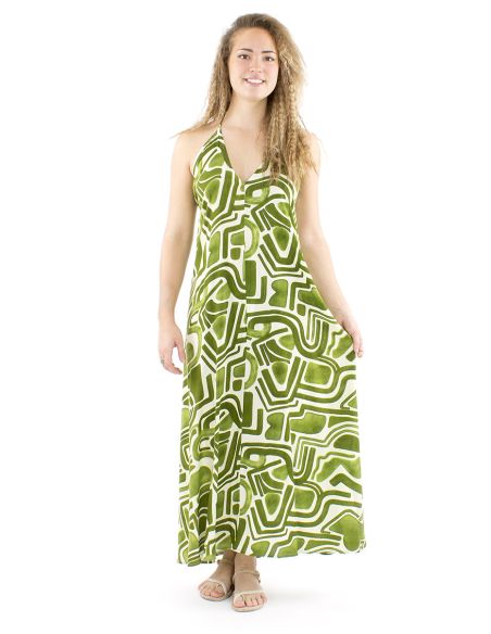 Robe longue viscose dos nu imprimé Graffiti