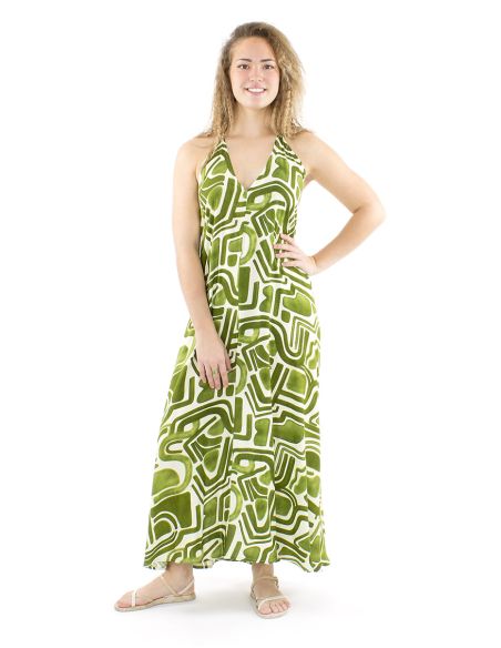 Robe longue viscose dos nu imprimé Graffiti