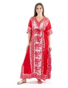 Robe kaftan polyester 132cm imprimé éléphant