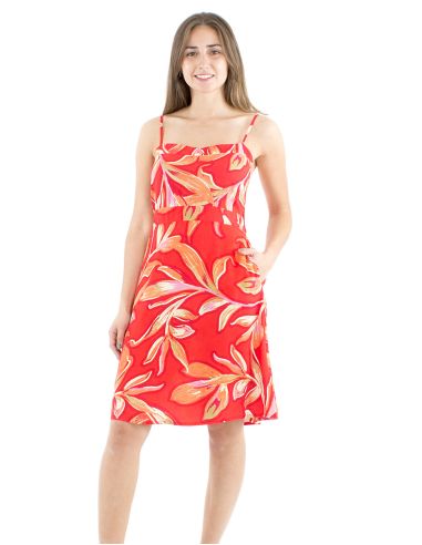 Robe viscose bretelles élastique dos imprimé Jade