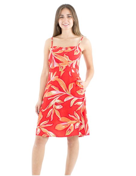 Robe viscose bretelles élastique dos imprimé Jade