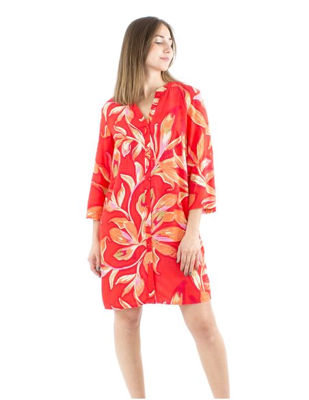 Robe tunique viscose manches longues imprimé Jade