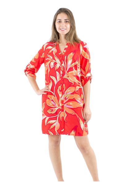 Robe tunique viscose manches longues imprimé Jade