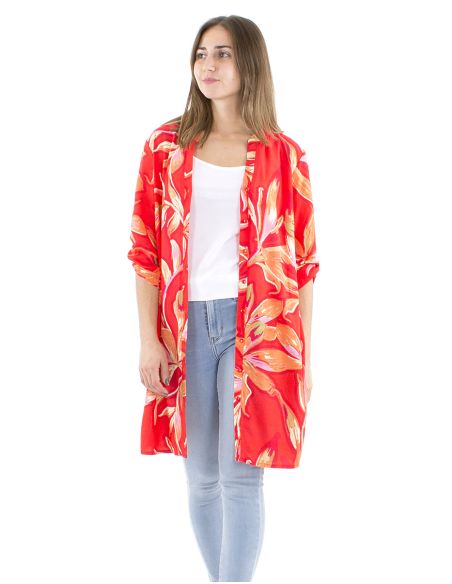 Robe tunique viscose manches longues imprimé Jade