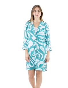 Robe viscose boutonnée imprimé Rumba manches 3/4 retroussables 2