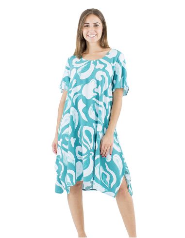 Robe viscose large manches courtes mama imprimé Rumba