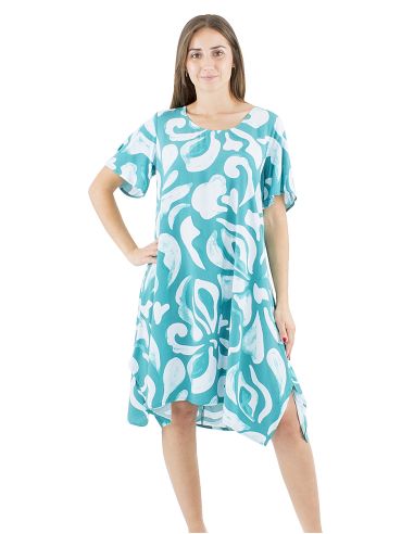 Robe viscose large manches courtes mama imprimé Rumba