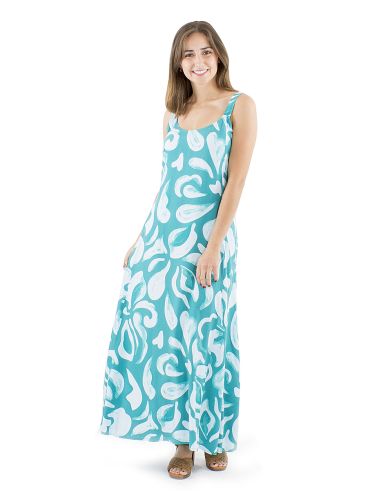 Robe viscose longue bretelles larges imprimé Rumba