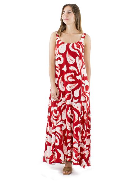 Robe viscose longue bretelles larges imprimé Rumba