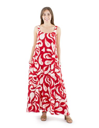 Robe viscose longue bretelles larges imprimé Rumba