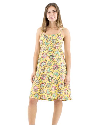 Robe coton bretelles élastique dos imprimé Iris