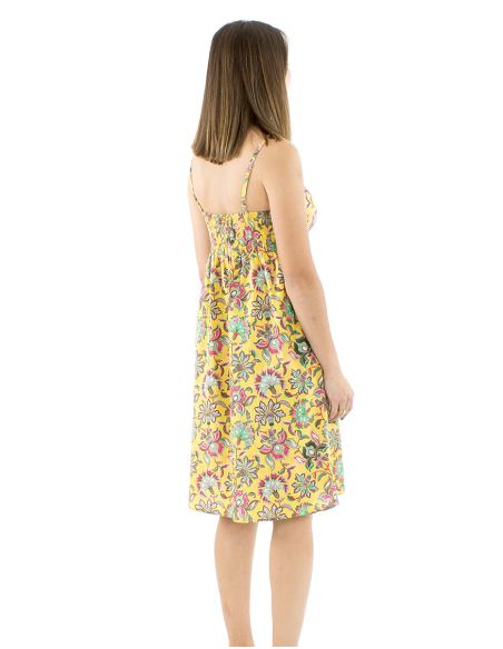 Robe coton bretelles élastique dos imprimé Iris