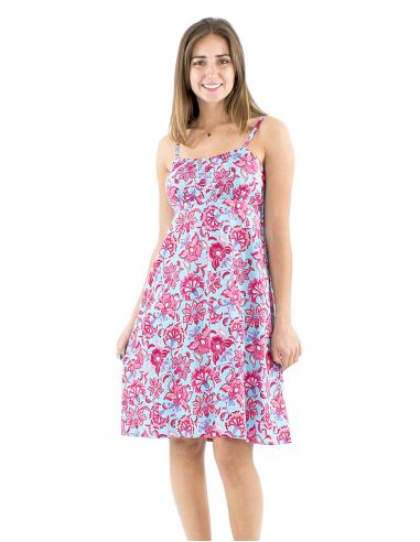 Robe coton bretelles élastique dos imprimé Iris