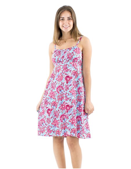 Robe coton bretelles élastique dos imprimé Iris