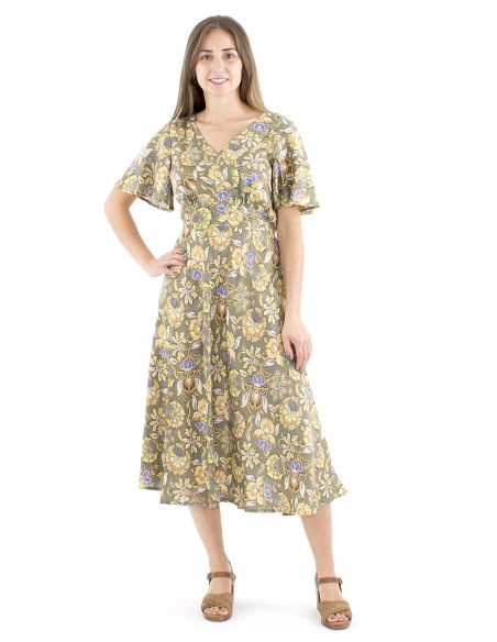 Robe viscose manches courtes imprimé Iris