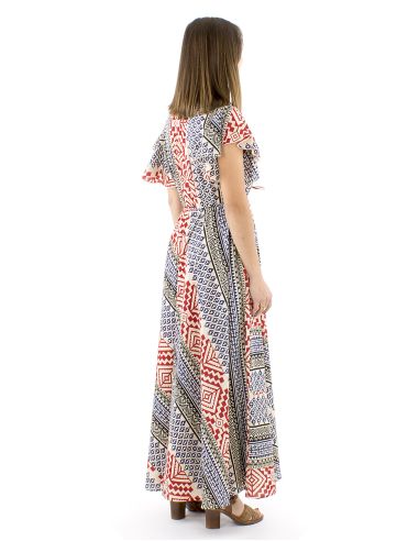 Robe coton block manches courtes biais cache-cœur