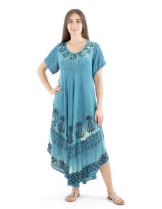 Robe viscose crêpe umbrella manches courtes 120cm