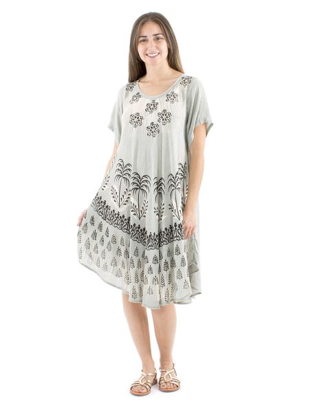 Robe viscose crêpe umbrella manches courtes 98cm