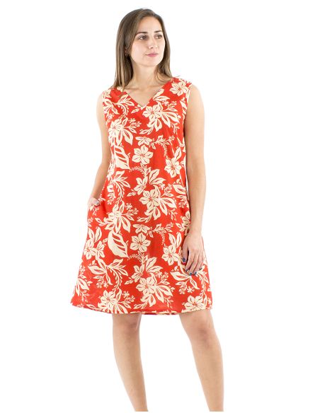 Robe coton col v imprimé Althea