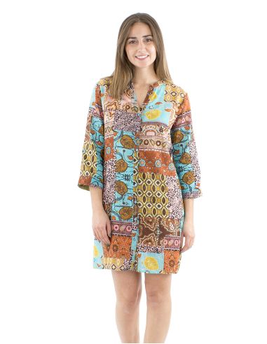 Robe tunique coton voile imprimé Makala