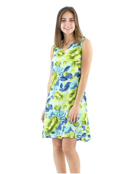 Robe viscose col V débardeur imprimé Poeny