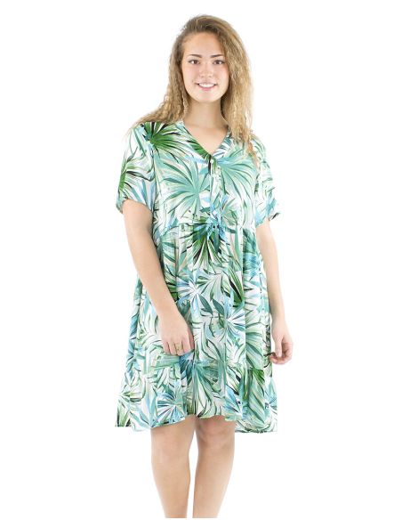Robe viscose manches courtes imprimé Palma