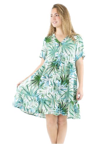 Robe viscose manches courtes imprimé Palma