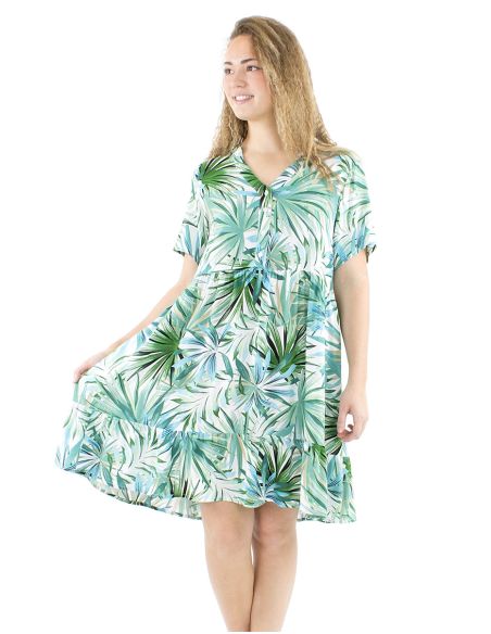 Robe viscose manches courtes imprimé Palma