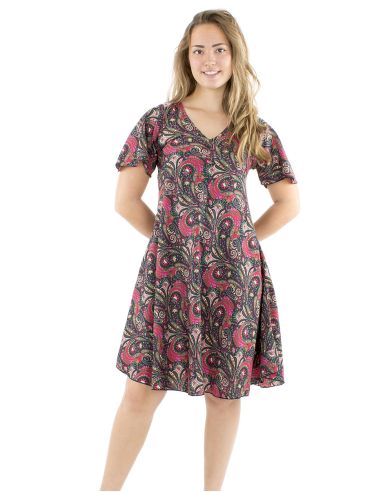 Robe polyester sari biais manches courtes