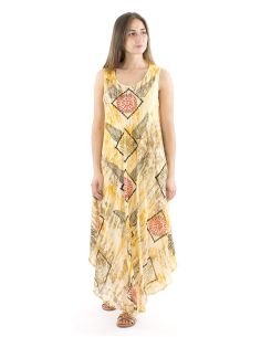 Robe viscose crêpe sans manches marbrée 120cm