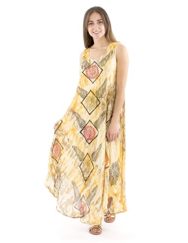 Robe viscose crêpe sans manches marbrée 120cm